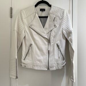 TOPSHOP White Vegan Leather Moto Jacket in US Size 4